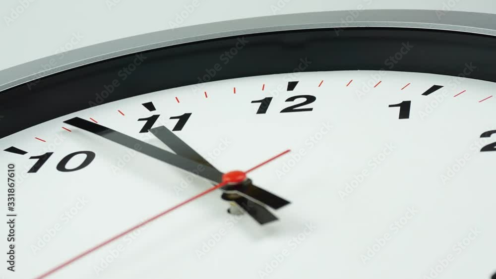 Closeup Gray Wall clock shows time 10 o'clock, Time lapse moving fast, Time concept.