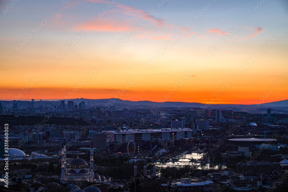 Panoramic view of Ankara city 4K. Ankara is the capital city of Turkey Panoramic view of Ankara city 4K. Ankara is the capital city of Turkey