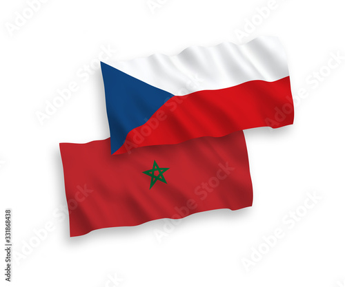 Flags of Czech Republic and Morocco on a white background