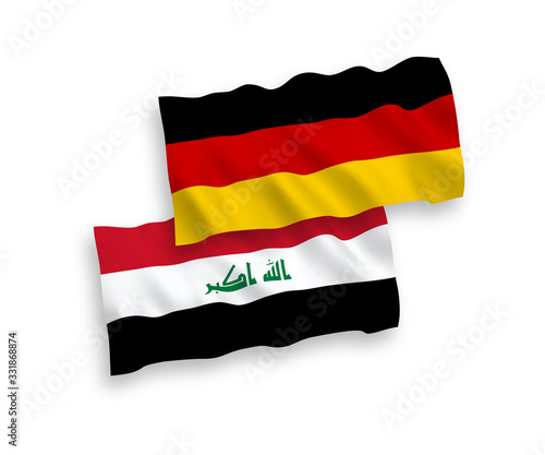 Flags of Iraq and Germany on a white background