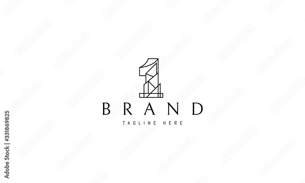 Vector logo on which the abstract image of the number one in the form of a house. Vector logo on which the abstract image of the number one in the form of a house.