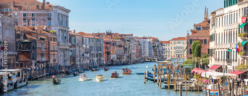 Famous tourism destination. Amazing travel panorama. Grand Canal panoramic view. Venice, Italy.