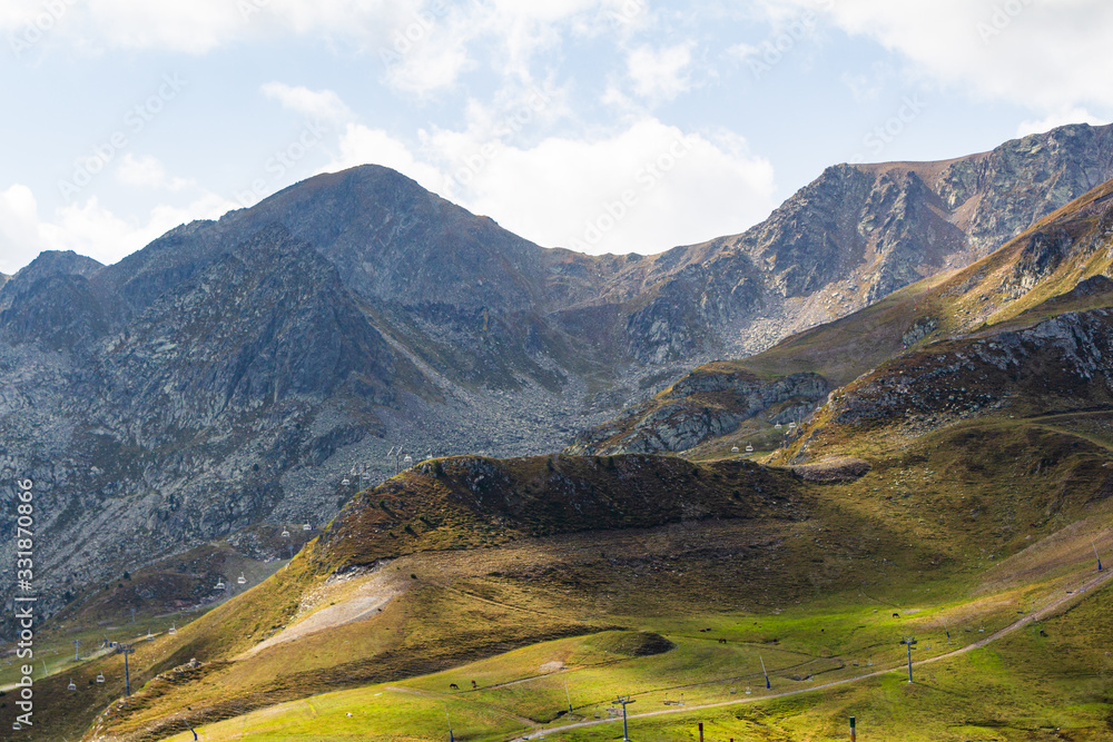 View of the mountains surrounding the Envalira mountain pass, Soldeu, Andorra