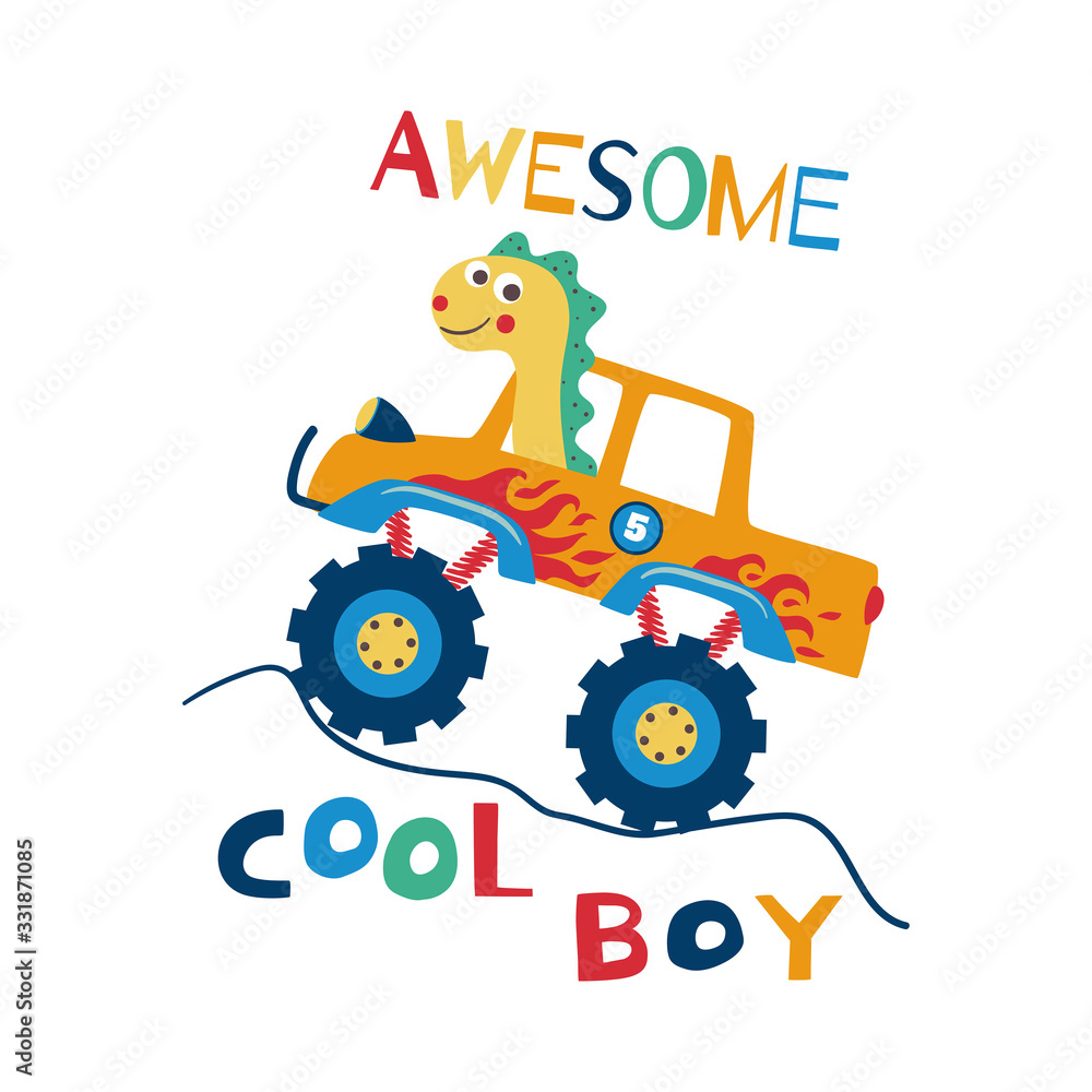 Awesome cool boy. T-shirt design for kids