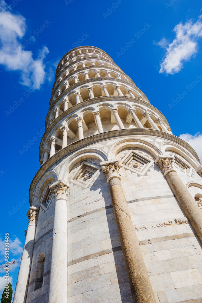 Pisa tower and blue sky. Italian landmark