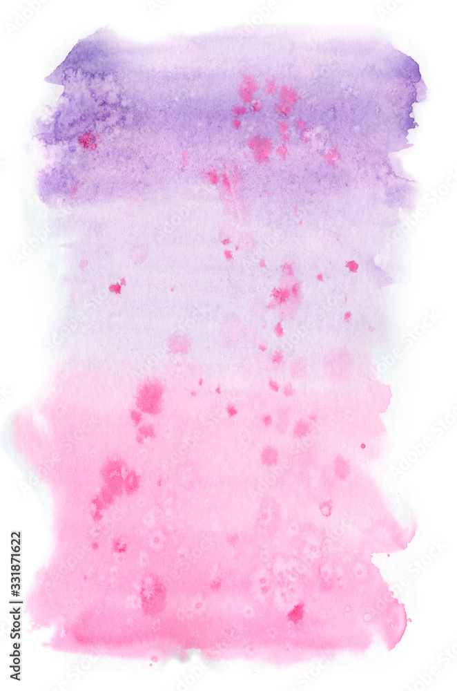 Watercolor violet and pink vackground with colorful splashes