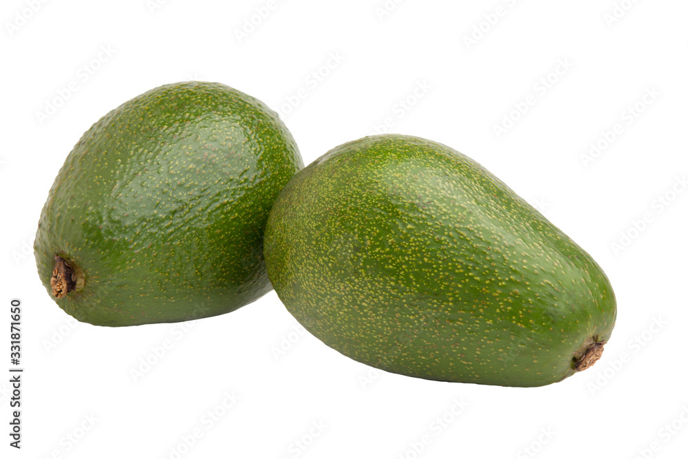 two ripe avocado fruits on a white background two ripe avocado fruits on a white background