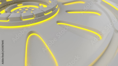 Technological background loop with colorful glowing lines