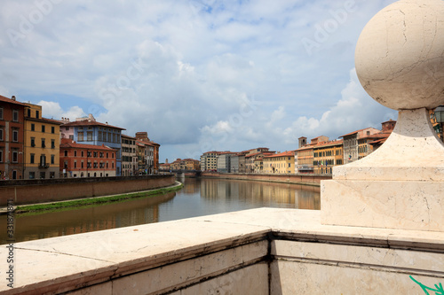 Pisa (PI), Italy - June 10, 2017: View of Arno river, Pisa, Tuscany, Italy, Europe