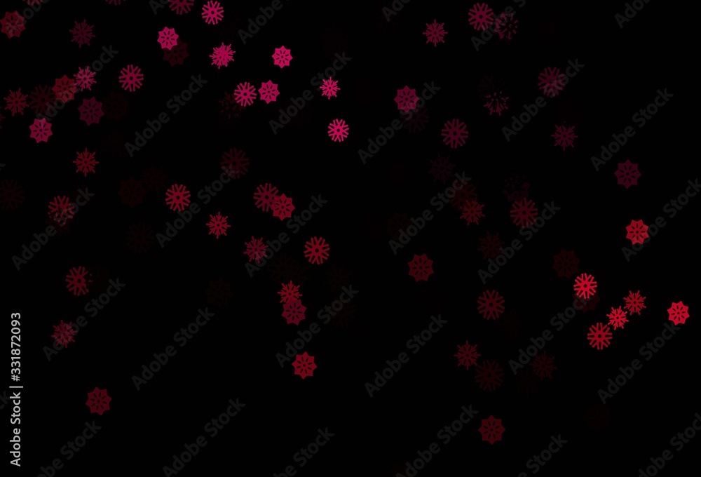 Dark Pink vector background with xmas snowflakes.