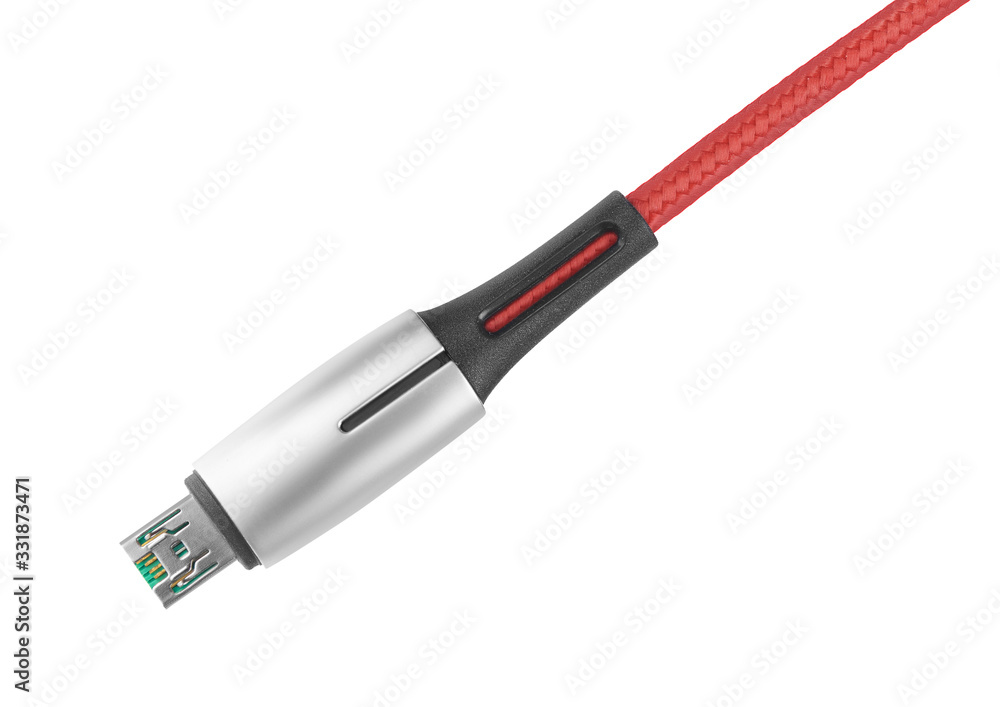 Smartphone Micro USB cable isolated on white Smartphone Micro USB cable isolated on white