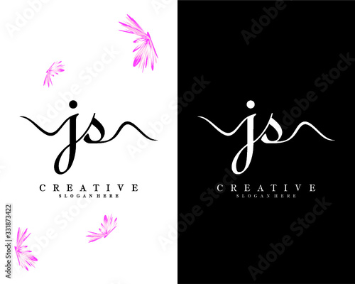 handwriting script letter js, sj logo design vector