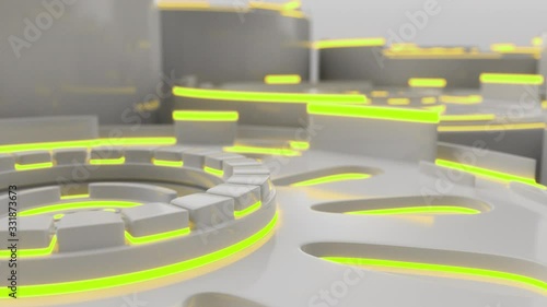 Technological background loop with colorful glowing lines