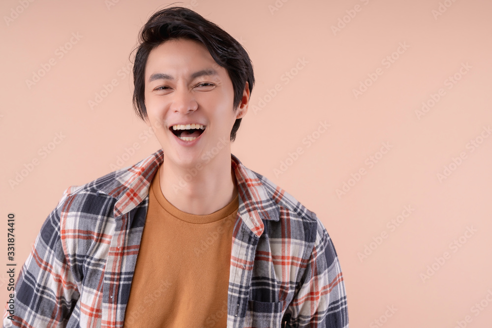 handsome asian attractive male face close up casual dress laugh and big smile happiness surprise expression,pretty asian man toothy smile wide mouth color background handsome asian attractive male face close up casual dress laugh and big smile happiness surprise expression,pretty asian man toothy smile wide mouth color background