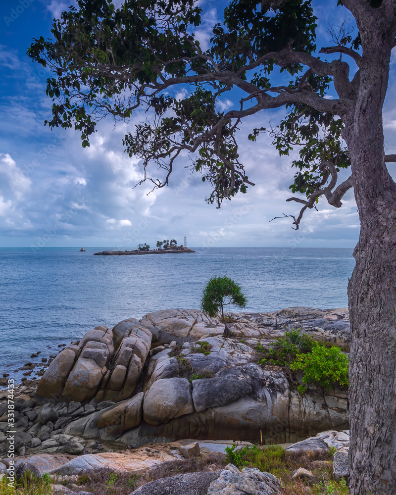 Fototapeta premium Panorama beach and rock Formation Photos at Berhala island kepulauan Riau