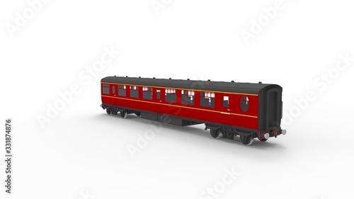 3D rendering of a train passenger carriage coach isolated