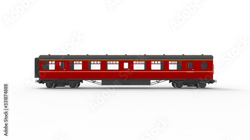 3D rendering of a train passenger carriage coach isolated