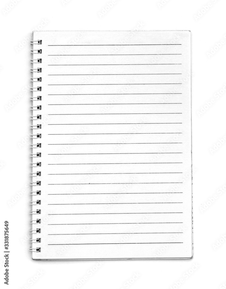 Blank notebook on white background Blank notebook on white background