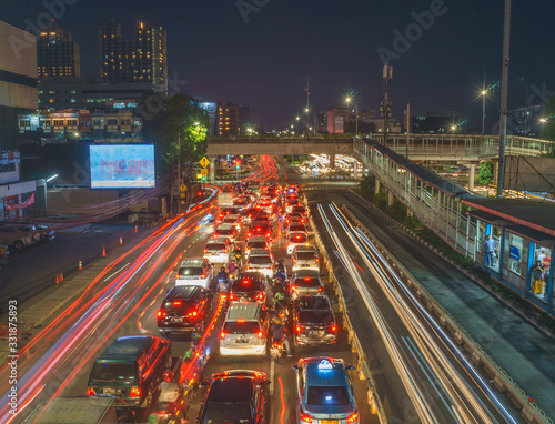 Taken from a flyover bridge with a long exposure photo