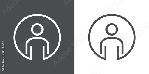Icono plano lineal usuario en círculo en fondo gris y fondo blanco photo