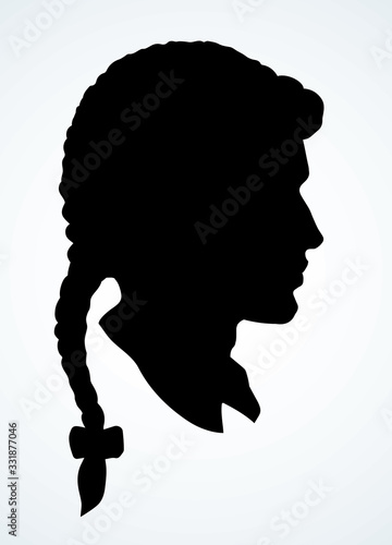 Vintage french wig. Vector drawing