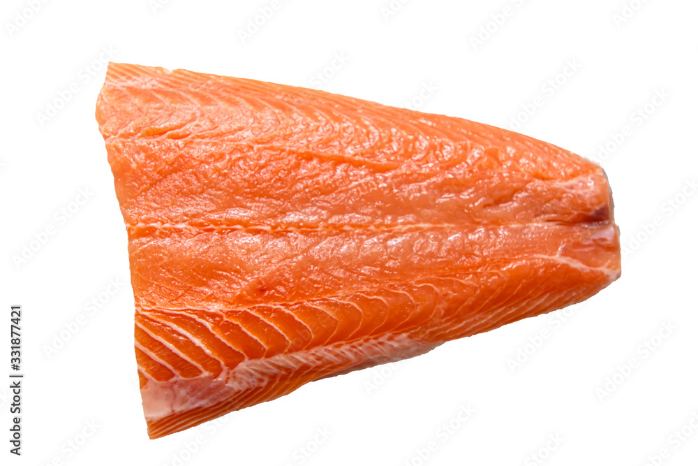 Salmon fillet, tail part is on a white background. Isolated Salmon fillet, tail part is on a white background. Isolated