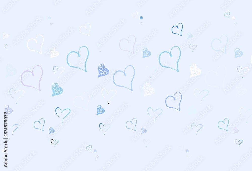 Light Pink, Blue vector background with Shining hearts. Light Pink, Blue vector background with Shining hearts.