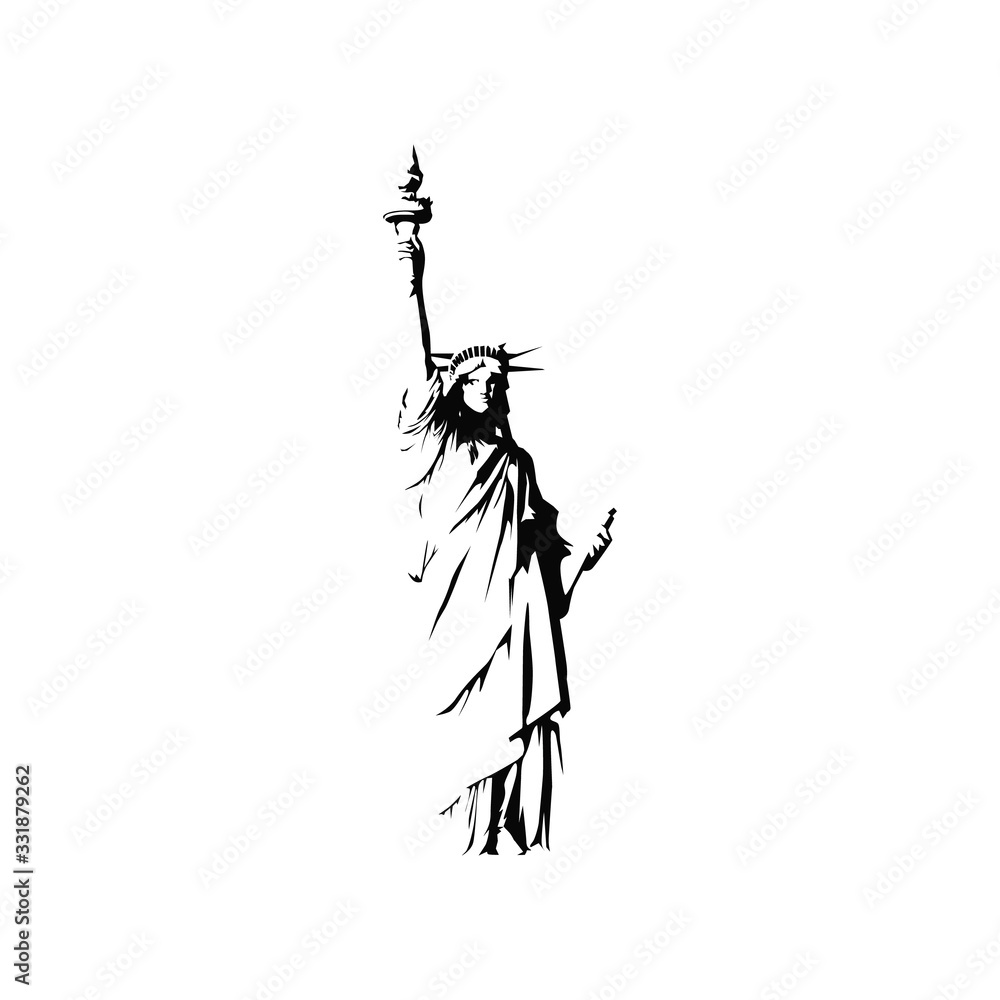 Statue of Liberty Sign isolated on white. Vector illustration