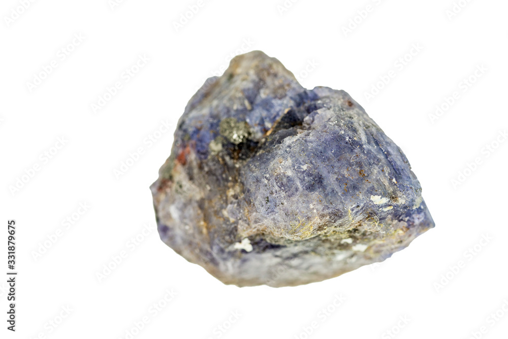 Tanzanite, cut out on white