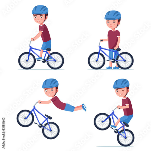 Vector boy riding a bmx bike