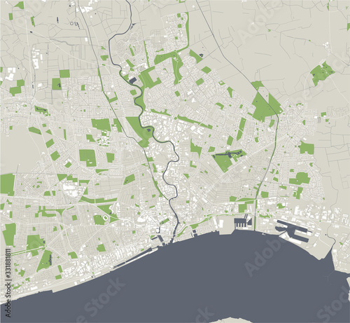 map of the city of Kingston upon Hull, East Riding of Yorkshire, Yorkshire and the Humber, England, UK