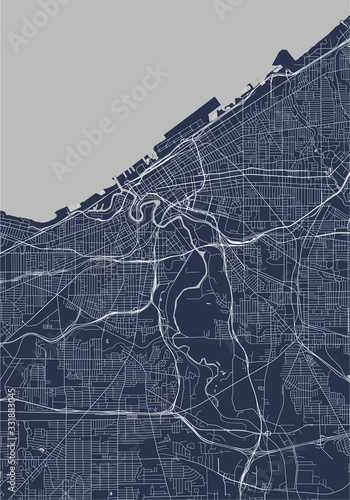map of the city of Cleveland, Ohio, USA photo