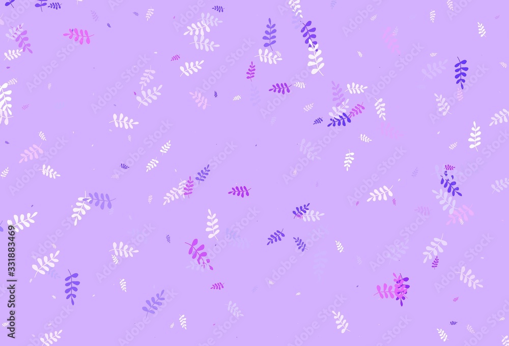 Light Purple, Pink vector elegant template with leaves.