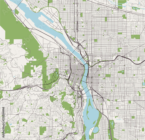 map of the city of Portland, Oregon, USA