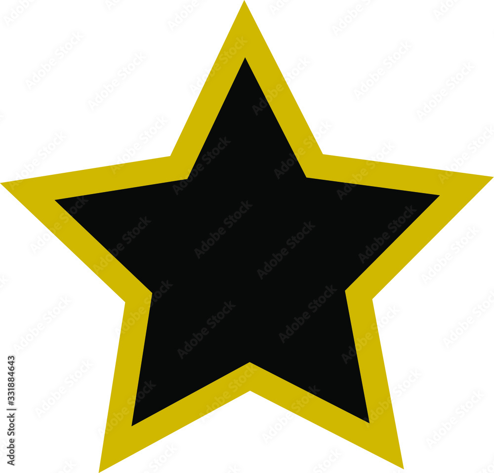 Black star vector icon with gold outline and white background Black star vector icon with gold outline and white background