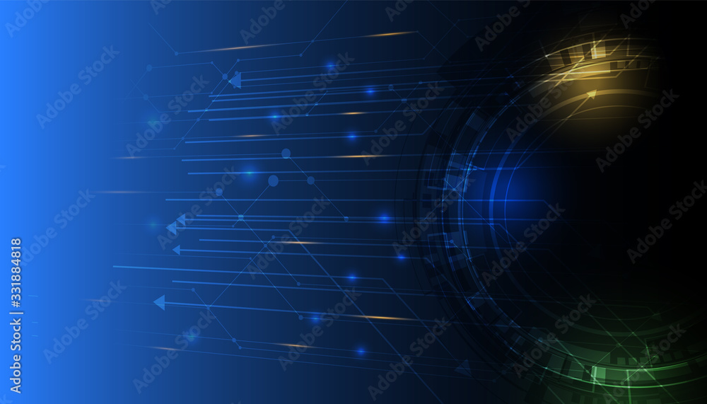 Abstract technology background with circuit pattern, sparkle effect and hi tech circle. Abstract technology background with circuit pattern, sparkle effect and hi tech circle.