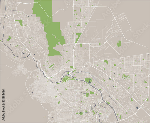 map of the city of El Paso, Texas, USA