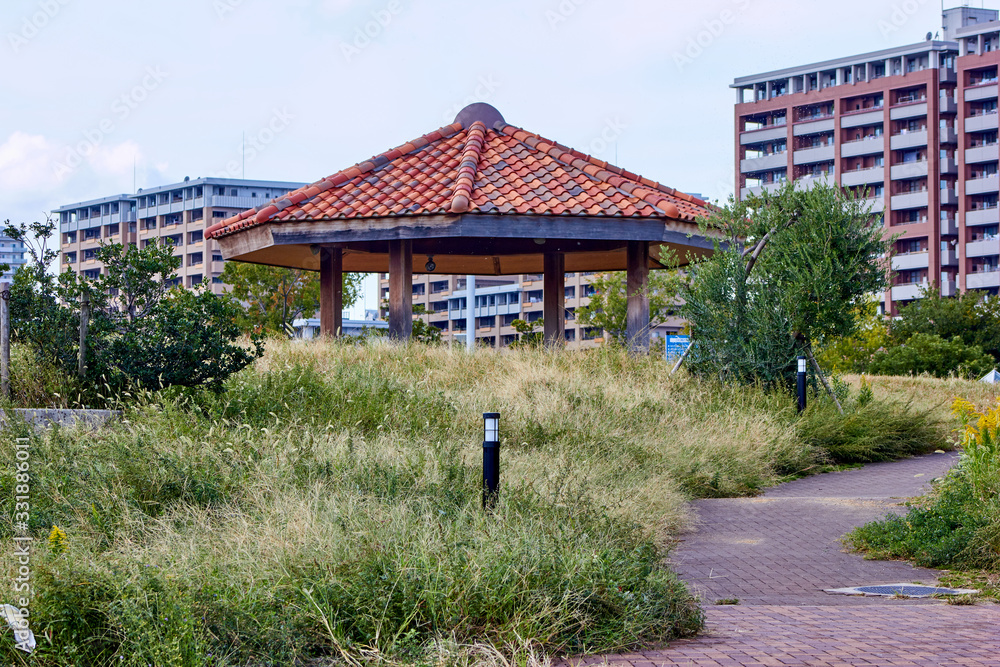 Summerhouse near the residential buildings Summerhouse near the residential buildings
