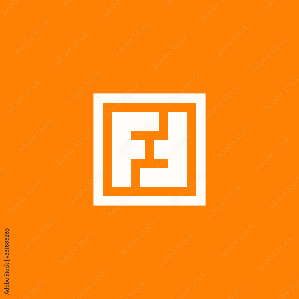The square shape of the abstract image of the two letters F The square shape of the abstract image of the two letters F