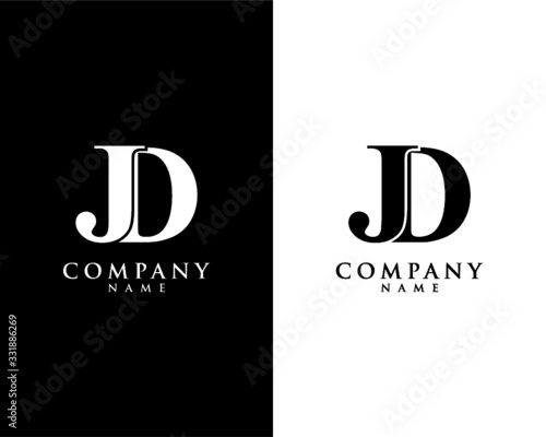 JD, DJ initial company name logo template vector