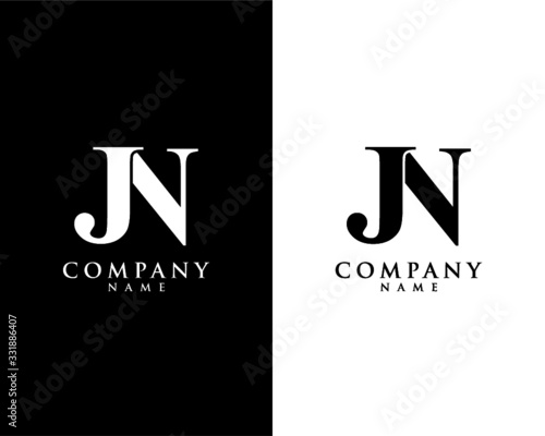JN, NJ initial company name logo template vector