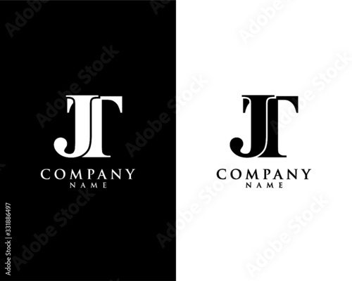 JT, TJ initial company name logo template vector photo