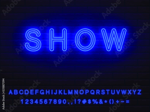 bold dark nice cute magical style blue editable color neon font set. collection of letters numerals signs icons symbols .internet security concept with binary code