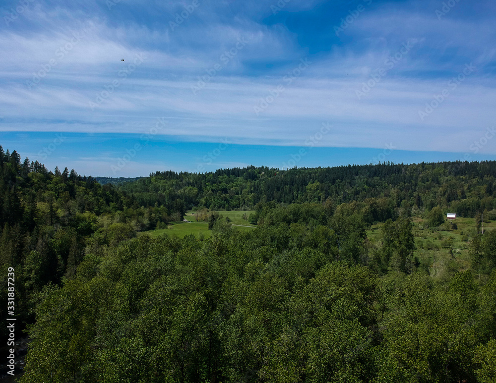 Fabulous aerial photography of Flaming Geyser State Park on a partly cloudy summer day in Auburn Washington State
