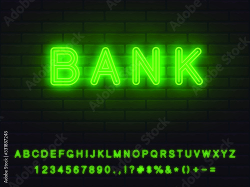 green bold realistic neon font set. collection of vector letters numerals signs symbols icons. graphic advertisement web design