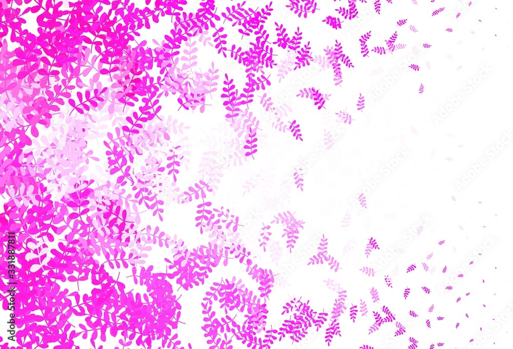 Light Pink vector abstract design with leaves.