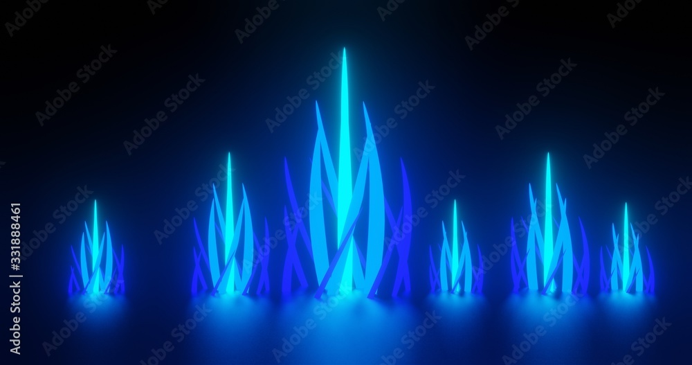 3D Illustration Standing Blue Crystal with lighting effect and artistic geometrical formation at dark background. 3D Illustration Standing Blue Crystal with lighting effect and artistic geometrical formation at dark background.