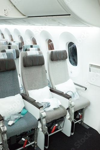 Interior of an aircraft, economy class seats. © Tatiana Plotnikova