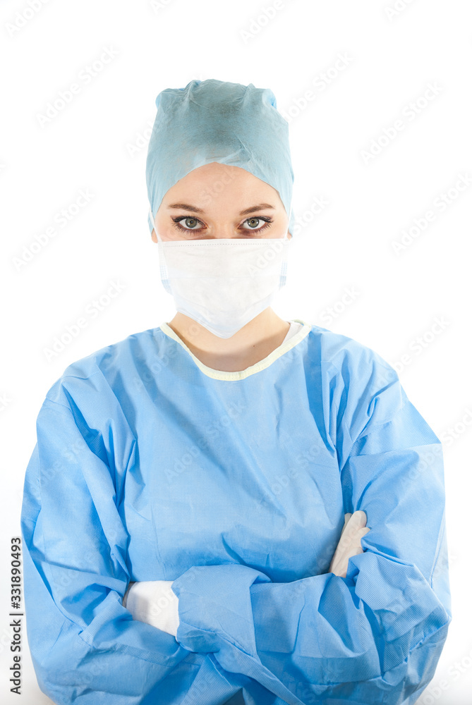 Doctor wearing mask against SARS-CoV-2 Coronavirus Covid-19