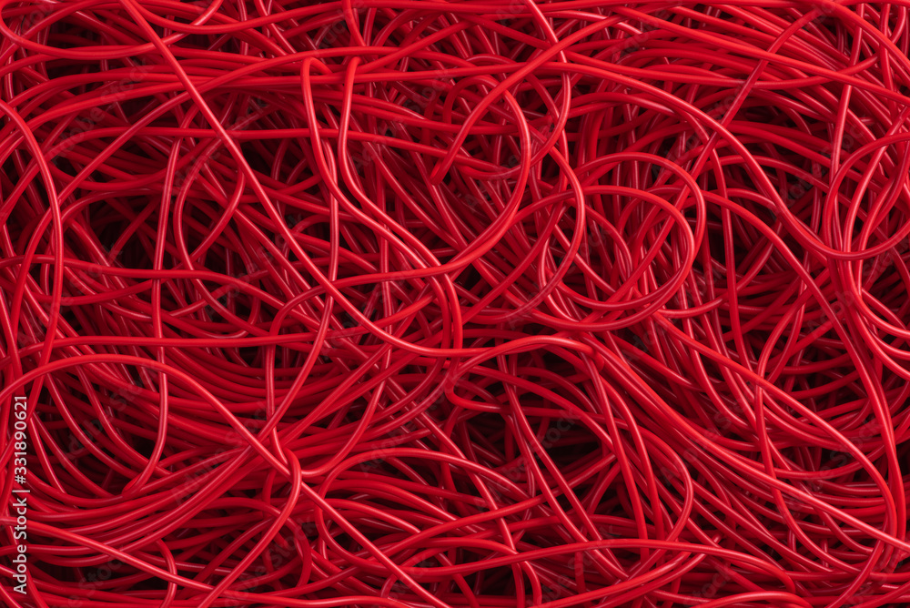Mess electrical cable cord directly above as background Mess electrical cable cord directly above as background